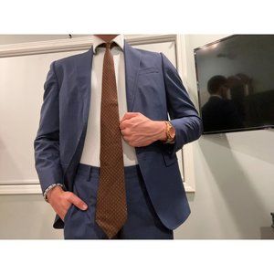 Ermenegildo Zegna Red/Brownish Silk Geometric Men's Tie
